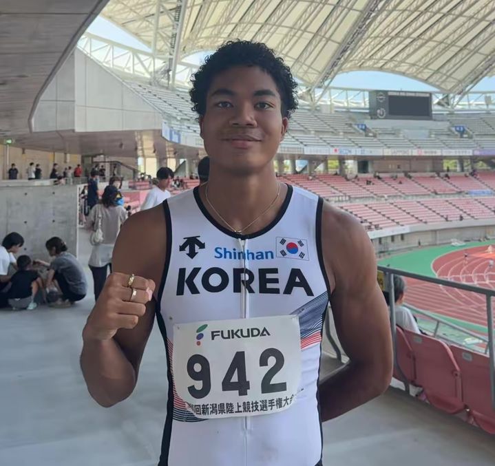 [서울=뉴시스] 나마디 조엘진, 2026 니가타현육상선수권대회 남자 100m 오픈 레이스서 10초13 기록. (사진=700크리에이터스 제공) *재판매 및 DB 금지
