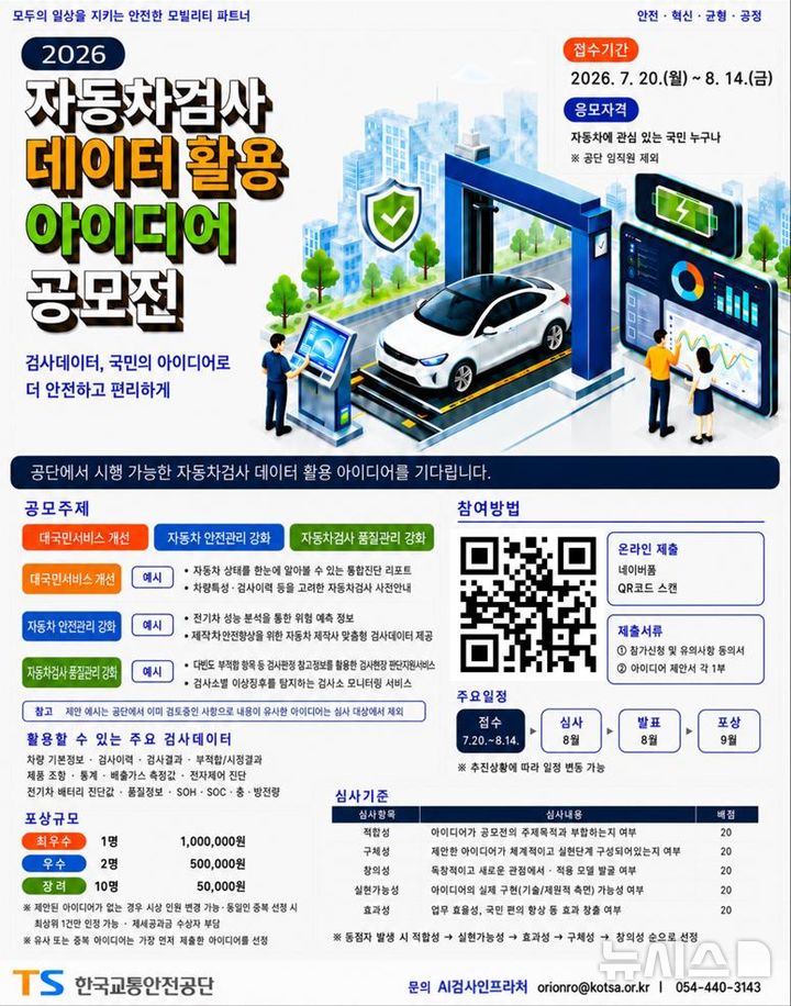 TS, 자동차검사 데이터 활용 국민 아이디어 공모…8월 14일까지