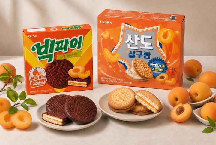 크라운제과 살구 에디션 2종. (사진=크라운제과 제공) *재판매 및 DB 금지