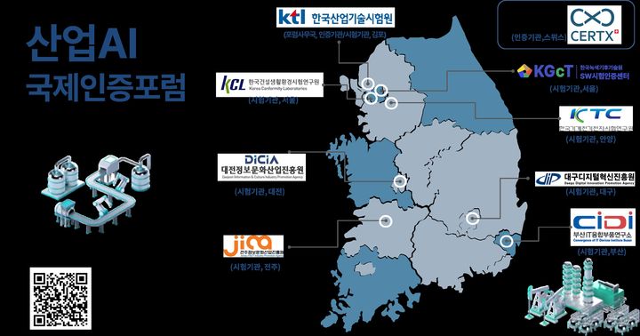 [진주=뉴시스]KTL, 산업AI국제인증 시험인증 기관 현황.(사진=KTL 제공).2026.07.20.photo@newsis.com *재판매 및 DB 금지