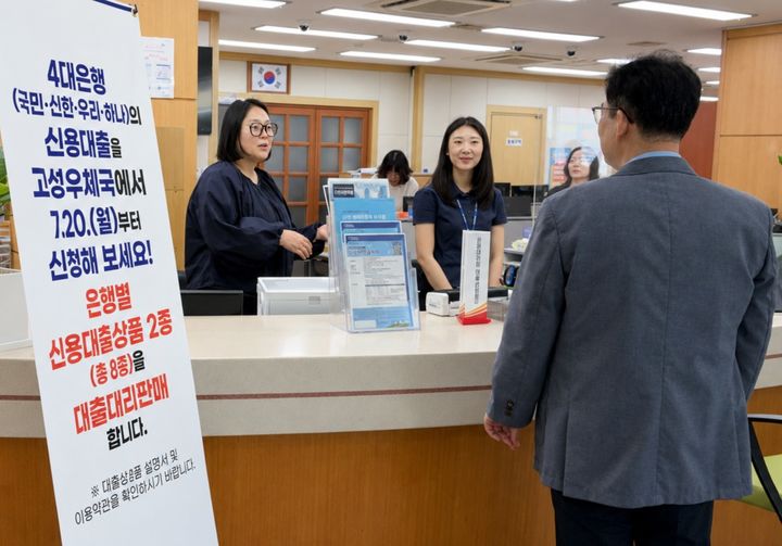 [부산=뉴시스] 허원석 부산우정청장이 21일 경남 고성우체국을 방문, 은행대리업 시범운영 관련 시스템을 점검하고 있다. (사진=부산우정청 제공) 2026.07.21. photo@newsis.com *재판매 및 DB 금지
