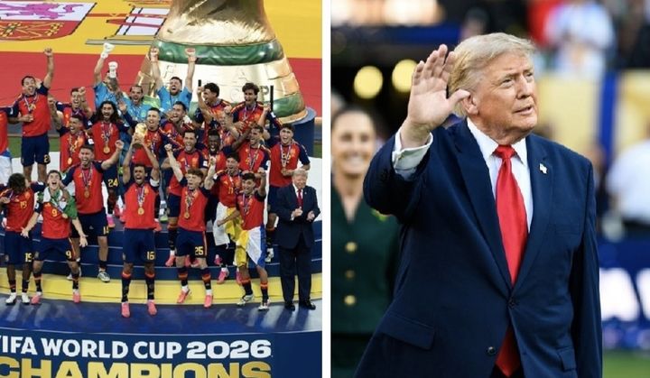 [서울=뉴시스] 백악관이 FIFA 공식 사진에서 제외된 도널드 트럼프 미국 대통령의 모습이 담긴 월드컵 결승전 현장 사진을 공개했다. (사진='The White House' X 계정 캡처)