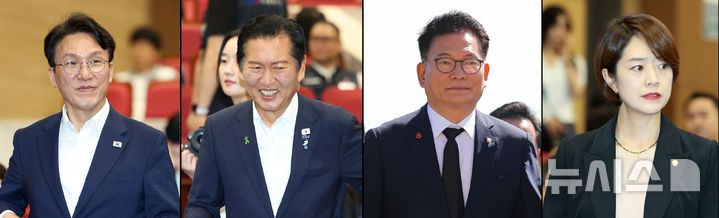 [서울·제주=뉴시스] 고범준·우장호 기자 = 더불어민주당 당권주자로 나선 김민석 전 국무총리와 정청래 전 대표, 고민정 의원은 22일 서울 여의도 국회 의원회관에서 열린 'in 민주당 청년을 담다! 노동을 잇다' 토론회에 참석했고, 송영길 전 대표는 제주를 찾아 제주4·3평화공원에서 위령제단에 참배했다. 2026.07.22. photo@newsis.com