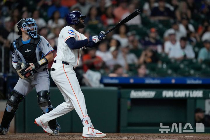[휴스턴=AP/뉴시스] 메이저리그(MLB) 휴스턴 애스트로스의 요르단 알바레스. 2026.07.23