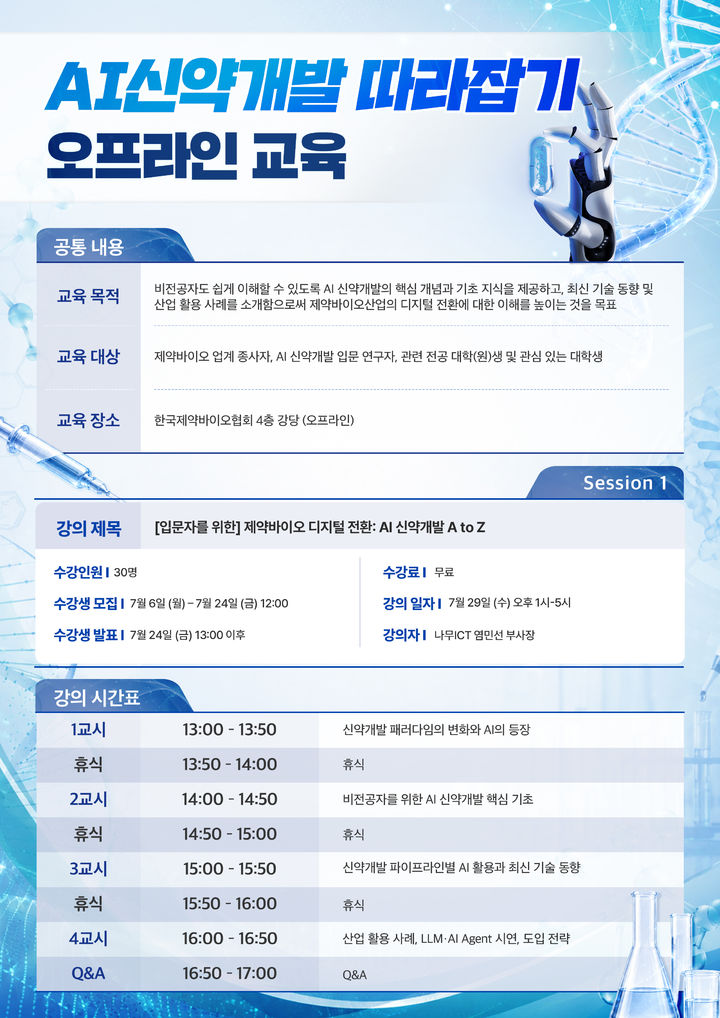 제약바이오협회, AI신약개발 전주기 교육체계 가동