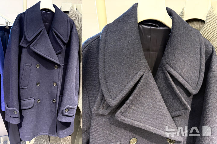 [서울=뉴시스] 권민지 기자 = 아르켓 AW26 가을·겨울 컬렉션 여성 라인 피코탄 코트 제품. 큰 라펠이 포인트다. 2026.07.23. ming@newsis.com