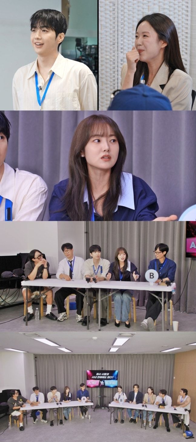 [서울=뉴시스] 26일 오후 6시 방송되는 SBS TV 예능 프로그램 '런닝맨'에서는 회사원으로 변신한 멤버들이 직장인의 현실적인 고민을 두고 토론을 벌인다. (사진=SBS) 2026.07.25. photo@newsis.com *재판매 및 DB 금지