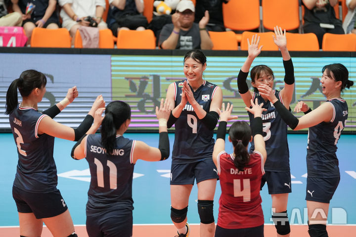 [서울=뉴시스]여자배구, 인도네시아와 2차 평가전서 3-1 승리. (사진=대한배구협회 제공)
