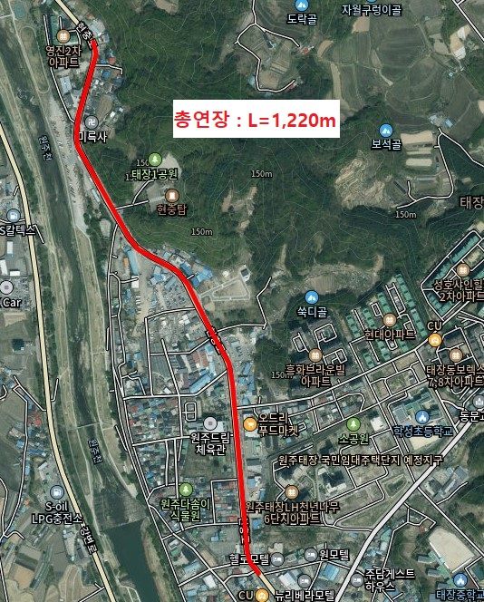 원주시 현충로 일원 노면포장공사 구간. *재판매 및 DB 금지