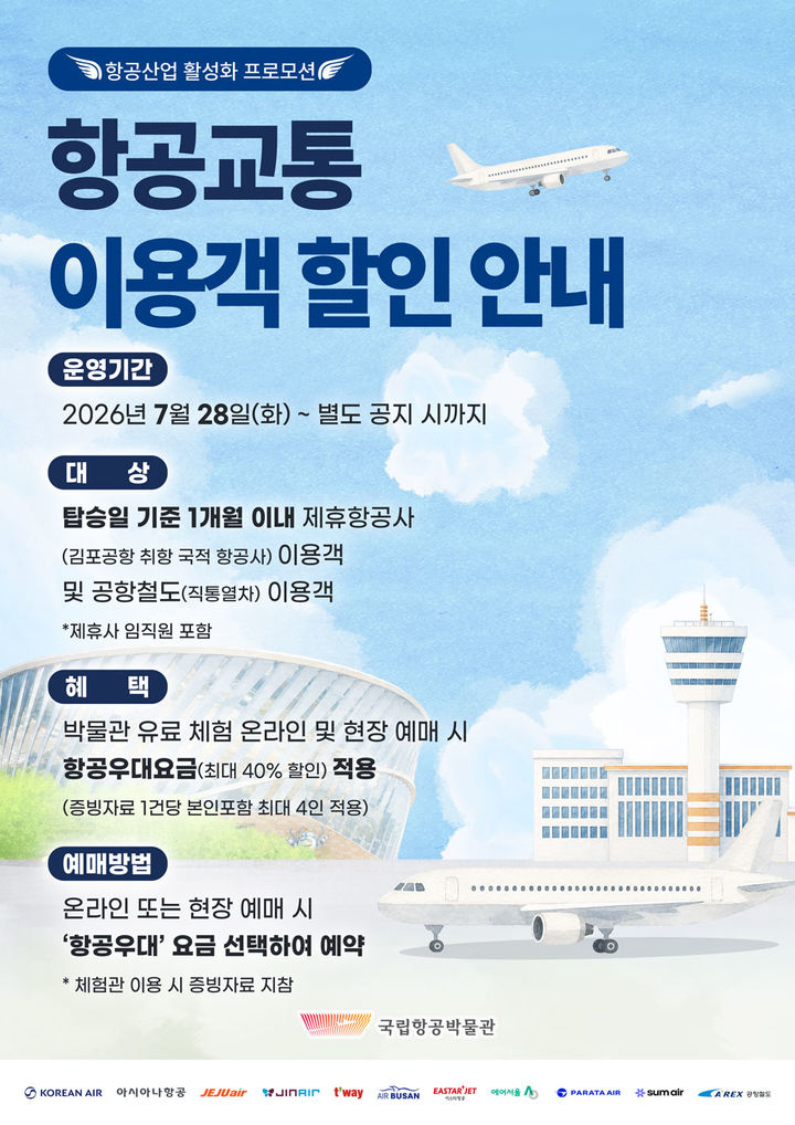 탑승권 있으면 할인…국립항공박물관 '항공우대 요금제' 시행