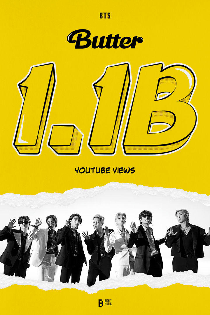 [서울=뉴시스] 방탄소년단 '버터(Butter)' 11억 뷰. (사진 = 빅히트 뮤직(하이브) 제공) 2026.07.27. photo@newsis.com *재판매 및 DB 금지