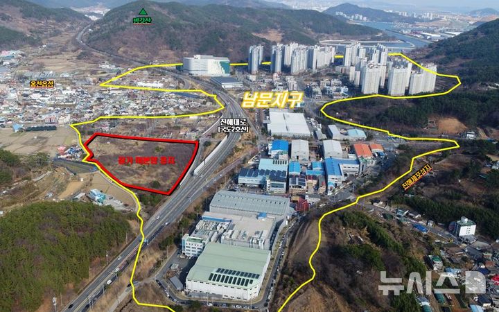 [창원=뉴시스]부산진해경제자유구역 중 창원시 진해구 남문지구 장기 미분양 공동주택용지(A7블록) 위치도.(사진=부산진해경제자유구역청 제공) 2026.07.29. photo@newsis.com