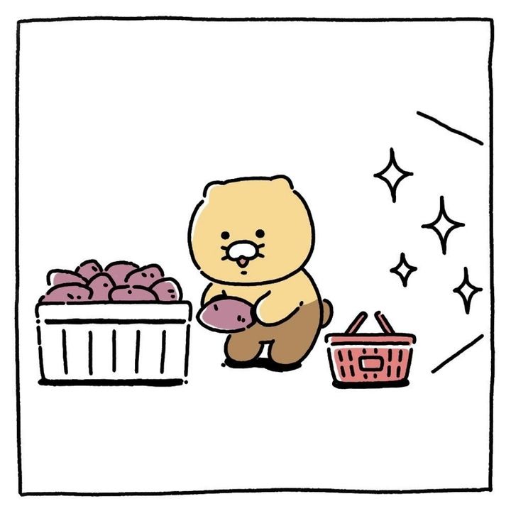 [서울=뉴시스] 고구마를 좋아한다는 설정의 카카오프렌즈 캐릭터 '춘식이' (사진=카카오프렌즈 스튜디오 인스타그램 캡처) *재판매 및 DB 금지