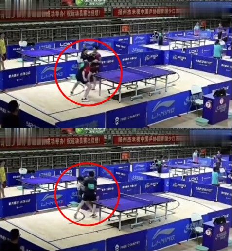 [서울=뉴시스] 경기가 끝난 뒤 악수를 청하는 상대 선수를 폭행한 14세 탁구 유망주에게 1년 출전 정지 조치가 내려졌다. (사진 출처=엑스 캡처)
