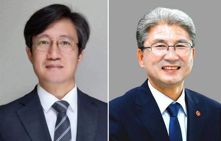 [제주=뉴시스] 이창흠(왼쪽) 제주도 기후경제부지사 지명자와 이상봉 제주시장 지명자. (사진=제주도 제공) *재판매 및 DB 금지