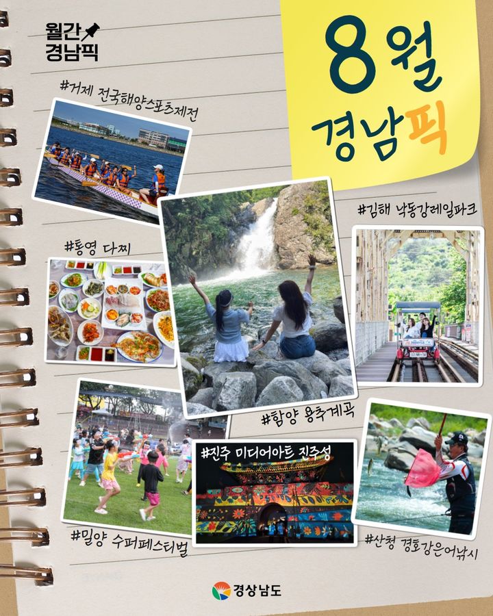 경남도 선정 '8월 경남픽' 7개 추천지 표지. *재판매 및 DB 금지