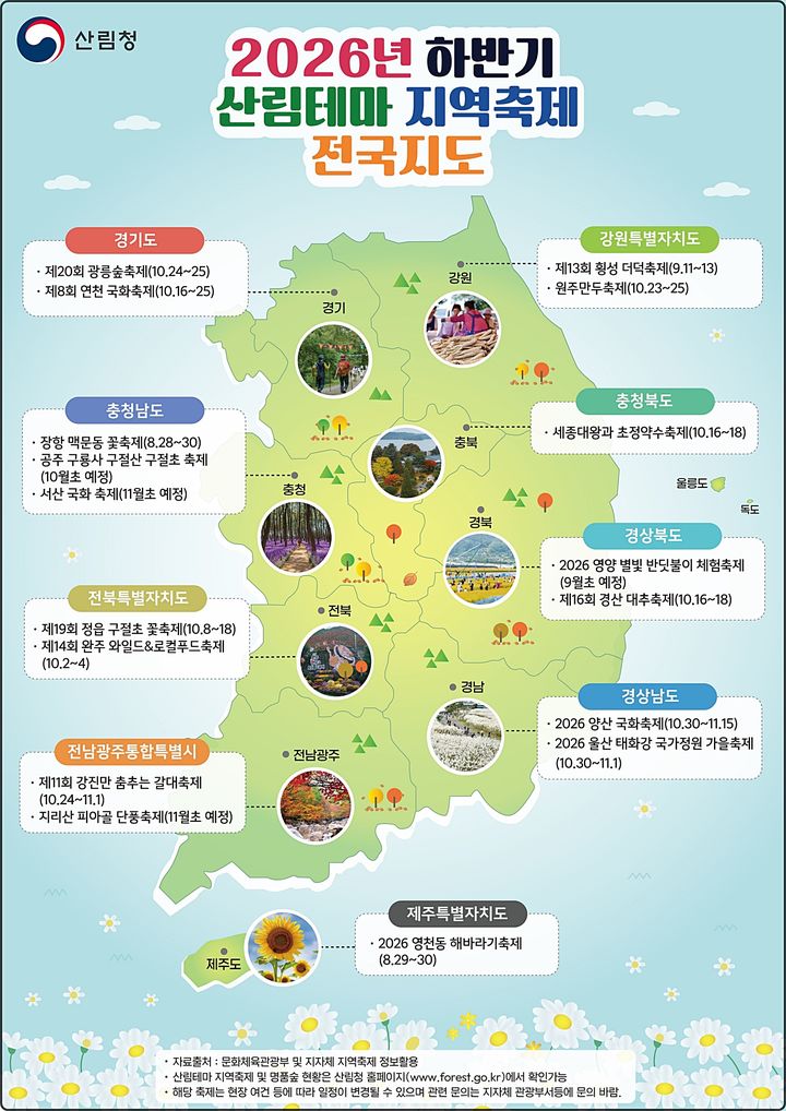 [대전=뉴시스] 산림청이 발간한 '2026년 하반기 산림테마 지역축제 전국지도'.(사진=산림청 제공) *재판매 및 DB 금지