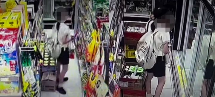 [서울=뉴시스] 화재 발생으로 혼란스러운 상황에서 물건을 훔쳐 달아난 여성의 모습이 포착됐다. (사진=인스타그램 캡처)