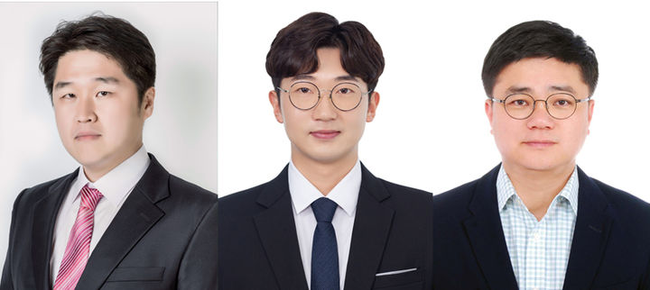 [구미=뉴시스] 박철민(왼쪽부터) 교수, 이영한 연구원, 전기준 교수. (사진=금오공대 제공) 2026.08.03 *재판매 및 DB 금지