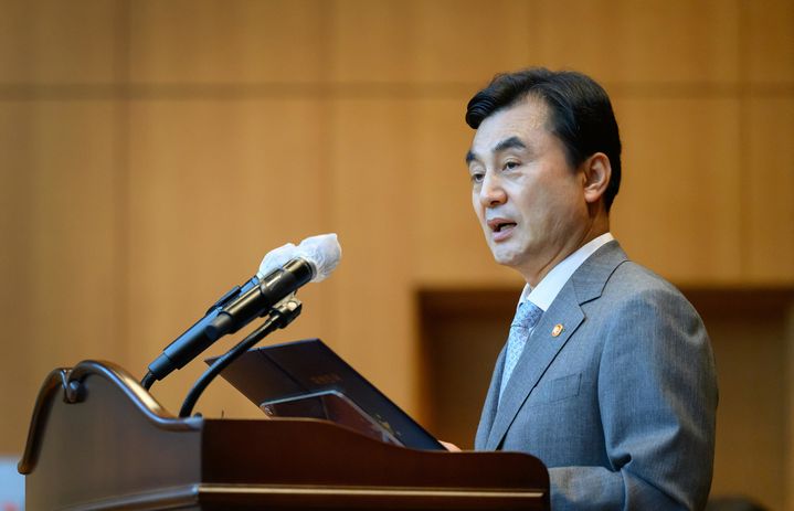 [서울=뉴시스] 안규백 국방부 장관이 3일 경기 과천에서 열린 국방방첩본부 창설 행사에서 훈시하고 있다. (사진=국방부 제공) 2026.08.03. photo@newsis.com *재판매 및 DB 금지