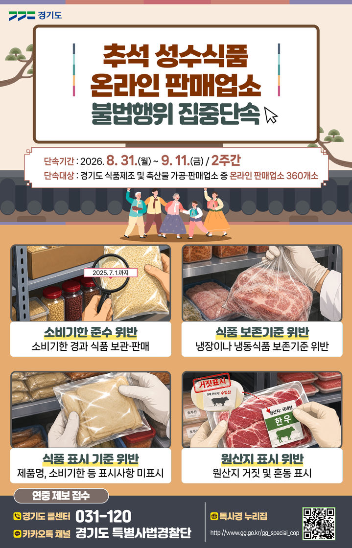추석 성수식품 온라인 판매 불법행위 선제단속(사진=경기도 제공) *재판매 및 DB 금지