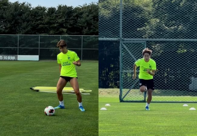 [서울=뉴시스] 스페인 프로축구 프리메라리가 아틀레티코 마드리드의 훈련복을 입고 훈련에 나선 이강인. (사진=아틀레티코 마드리드 SNS 캡처) 2026.08.04. photo@newsis.com