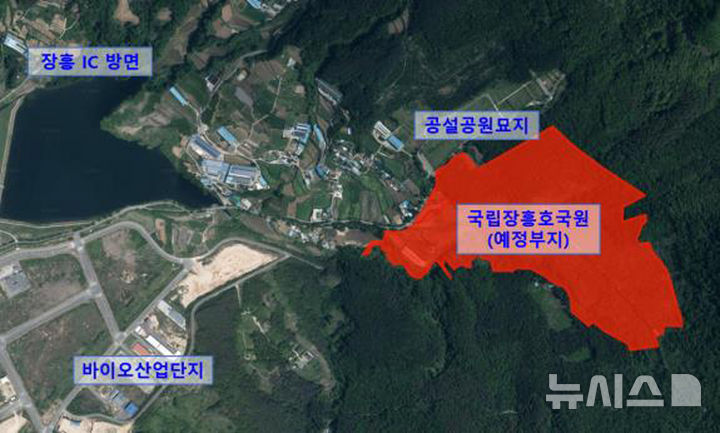 [장흥=뉴시스] 국가보훈부가 전남광주특별시 장흥군 장흥읍 금산리 일원에 조성하는 '국립장흥호국원' 위치도. (이미지=장흥군 제공) photo@newsis.com