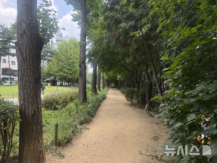 [서울=뉴시스] 우연지·이송이 인턴기자 = 5일 서울 마포구 경의선숲길에 나무 아래 그늘이 이어져 있다. ‘그늘로’ 앱은 연남동 주민센터에서 홍대입구역 2번 출구로 이동하는 ‘그늘 많은 길’로 해당 구간을 안내했다.2026.08.05.