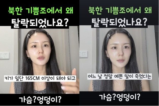 [서울=뉴시스] 김서아는 기쁨조 선발 과정에서 요구되는 까다로운 신체 조건과 선발을 둘러싼 부모 반응들을 설명하고 있다. (사진 출처=유튜브 채널 '김서아 TV' 캡처)