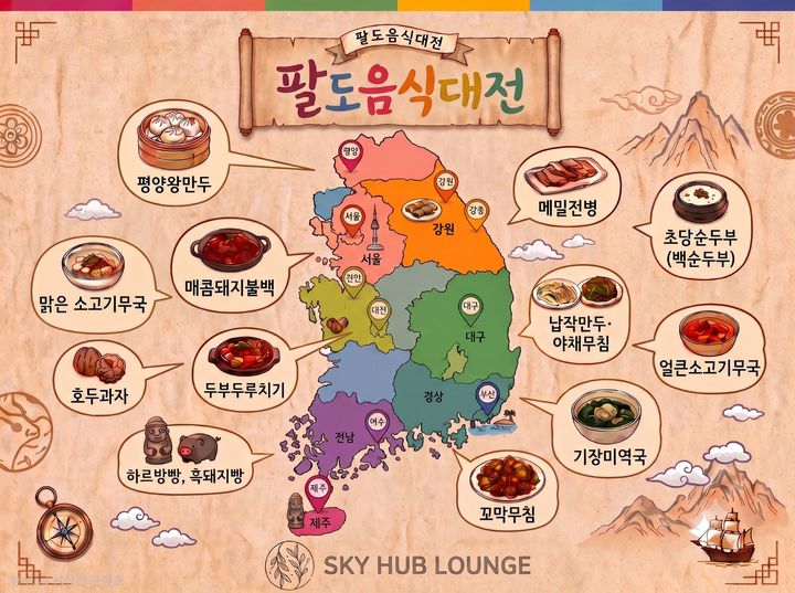 [서울=뉴시스] 풀무원푸드앤컬처는 인천국제공항 스카이허브라운지에서 전국 각 지역의 대표 향토 음식을 한자리에서 즐길 수 있는 '팔도음식대전' 프로모션을 진행한다.. (사진=풀무원푸드앤컬처 제공) *재판매 및 DB 금지