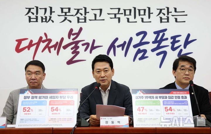 [서울=뉴시스] 고범준 기자 = 장동혁 국민의힘 대표가 7일 오전 서울 여의도 국회에서 열린 부동산정책 정상화 특별위원회 전체회의에서 발언하고 있다. 2026.08.07. bjko@newsis.com