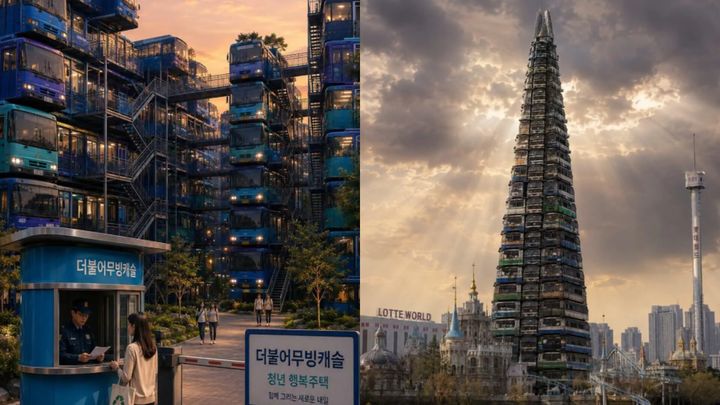 [서울=뉴시스] 황희 더불어민주당 의원의 폐버스 개조 청년 주택 제안 이후, 온라인에서 관련 조롱성 콘텐츠가 확산하고 있다. (사진=스레드 캡처)
