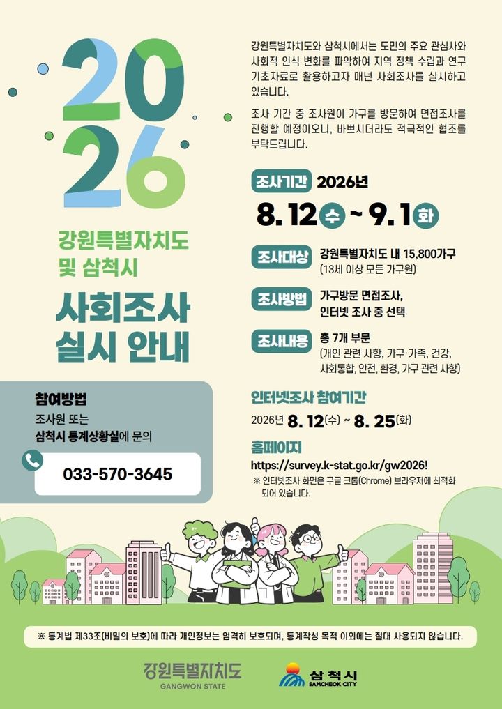 2026년 사회조사 안내 포스터.(사진=삼척시 제공) *재판매 및 DB 금지