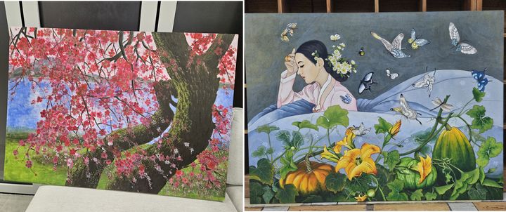제27회 전국공모 벽골미술대전 입선작 '봄의속상임'(좌) ’여름, 풍요의 속삭임’(사진=부안군 제공) *재판매 및 DB 금지