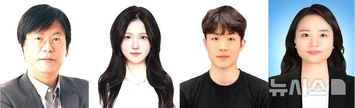 [포항=뉴시스] 포스텍 신소재공학과·융합대학원 한세광 교수 연구팀이 배터리나 전원 없이 실내등·햇빛으로 상처 봉합과 조직 재생을 돕는 착용 패치를 개발했다. 사진 왼쪽부터 한 교수, 신소재공학과 석사과정 조경주씨, 김성종 박사, 건국대 김혜민 교수. (사진=포스텍 제공) 2026.08.10. photo@newsis.com
