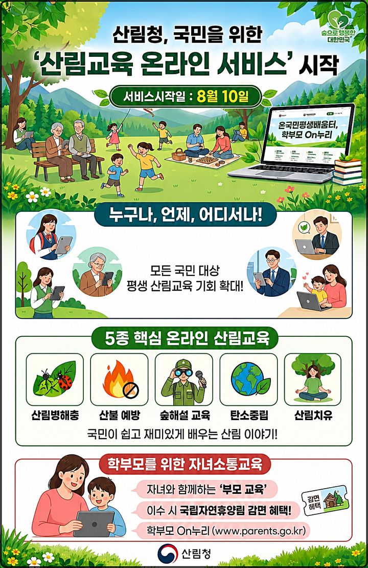 [대전=뉴시스] 산림청이 평생교육 포털을 활용해 산림교육 온라인 서비스를 시작한다.(사진=산림청 제공) *재판매 및 DB 금지