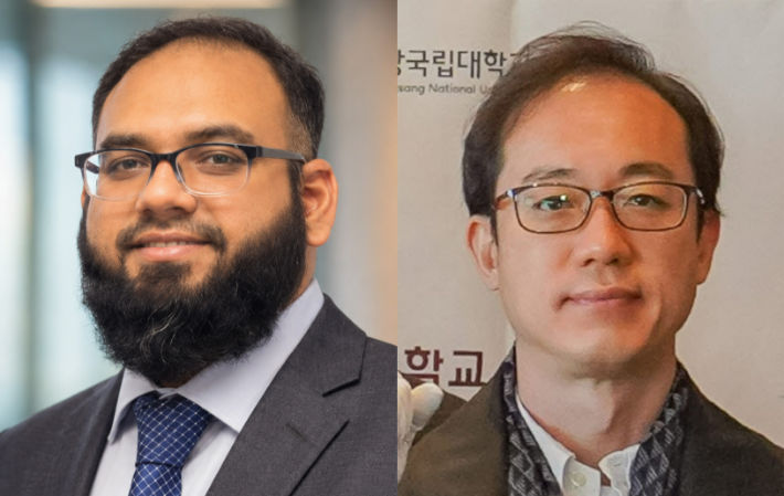 [울산=뉴시스] 울산대 Jaber Al Hossain(왼쪽) 박사과정생과 김보흥 교수. (사진=울산대학교 제공) 2026.08.10. photo@newsis.com *재판매 및 DB 금지