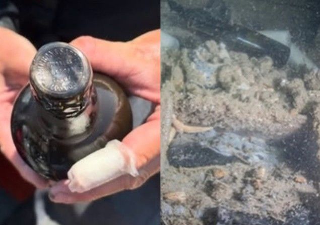[서울=뉴시스] 지난 7일(현지시간) BBC 보도에 따르면 영국 도버 앞바다의 한 난파선에서 162년 된 기네스 맥주가 발견됐다. (사진=인스타그램 '스테판 파니스' 캡처)