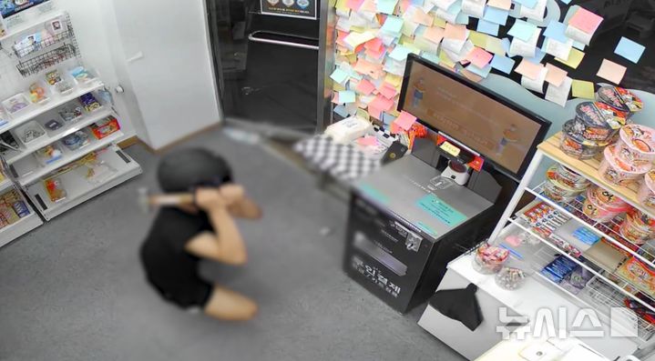 [고양=뉴시스] 망치로 키오스크 부수는 범행 현장. (사진=경기북부경찰청 제공 영상 캡처) 2026.08.17 photo@newsis.com