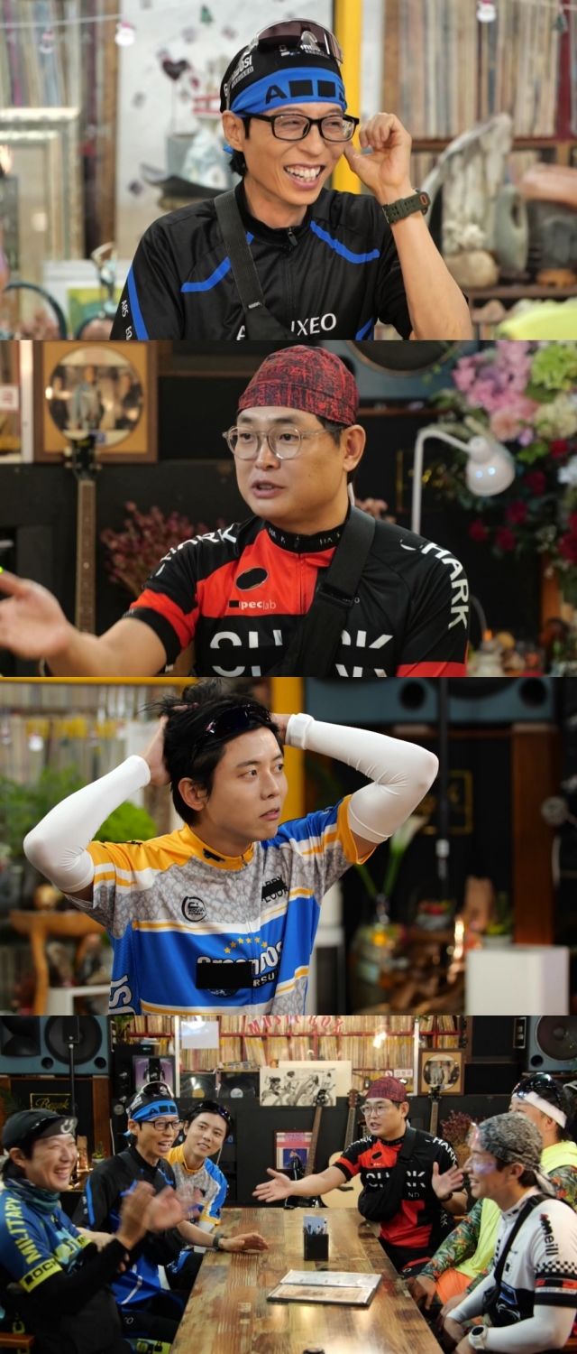[서울=뉴시스] 15일 오후 6시 30분 방송되는 MBC TV 예능 프로그램 '놀면 뭐 하니?'에서는 유재석, 하하, 허경환, 주우재, 정준하, 박영진이 함께한 '휘파람 라이더스' 두 번째 정모가 그려진다. (사진=MBC) 2026.08.14. photo@newsis.com *재판매 및 DB 금지