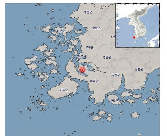 [서울=뉴시스]16일 오후 7시34분11초께 전남광주 해남군 서북서쪽 20㎞ 지역에서 규모 2.4 지진이 발생했다.(사진=기상청 제공)2026.08.16 photo@newsis.com *재판매 및 DB 금지