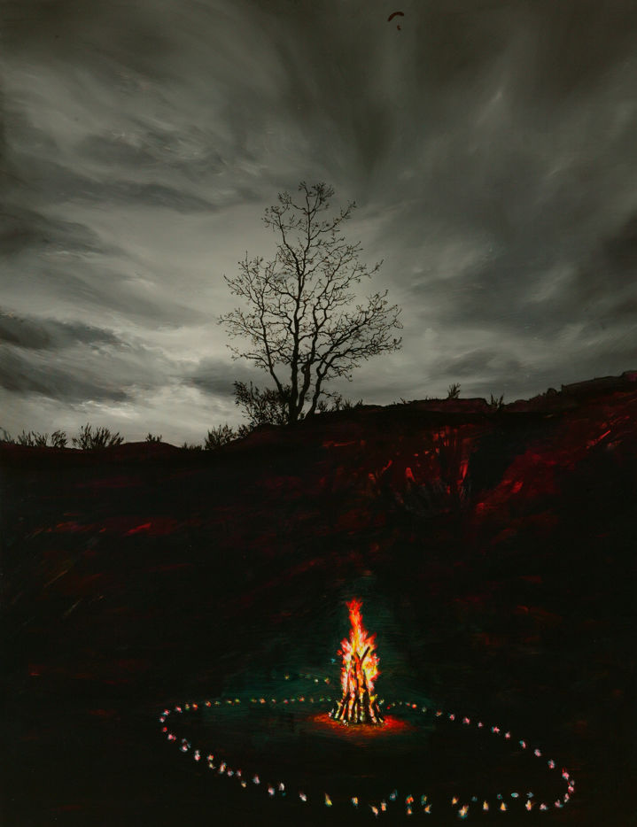 공성훈, 모닥불, 나무, 낙하산, 2008, oil and acrylic on canvas, 145.5×112.1cm *재판매 및 DB 금지