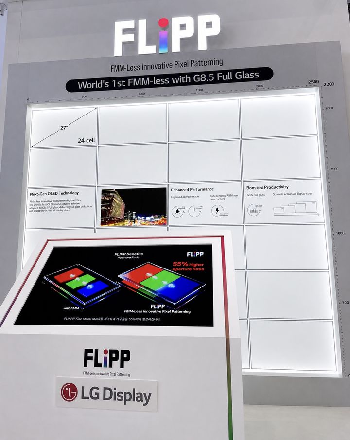 [서울=뉴시스] LG디스플레이가 'IMID 2026'에서 세계 최초로 공개한 차세대 OLED 패터닝 기술 'FLiPP(플립)'. (사진=LG디스플레이 제공) 2026.08.19. photo@newsis.com *재판매 및 DB 금지