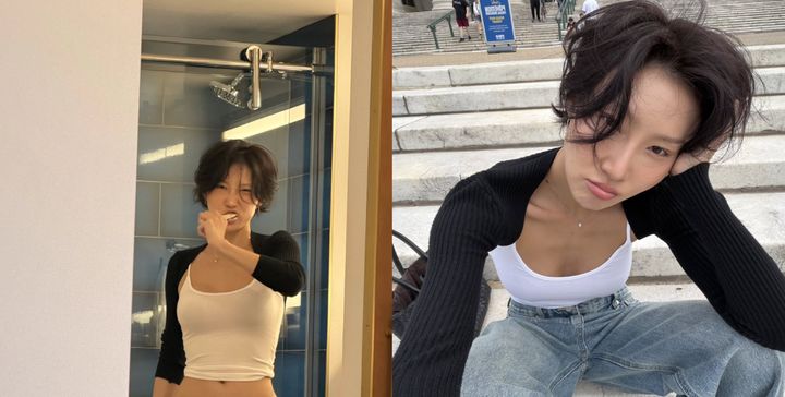 [서울=뉴시스] 가수 화사가 자신의 사회관계망서비스(SNS)에 반짝이는 은하수와 별 이모티콘과 함께 근황 사진을 공개했다. (사진=화사 인스타그램 @_mariahwasa 캡처)
