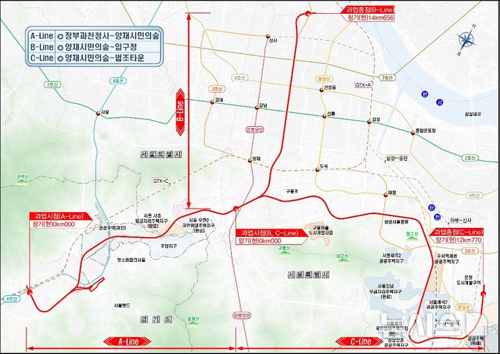 [과천=뉴시스] 계획도 노선안