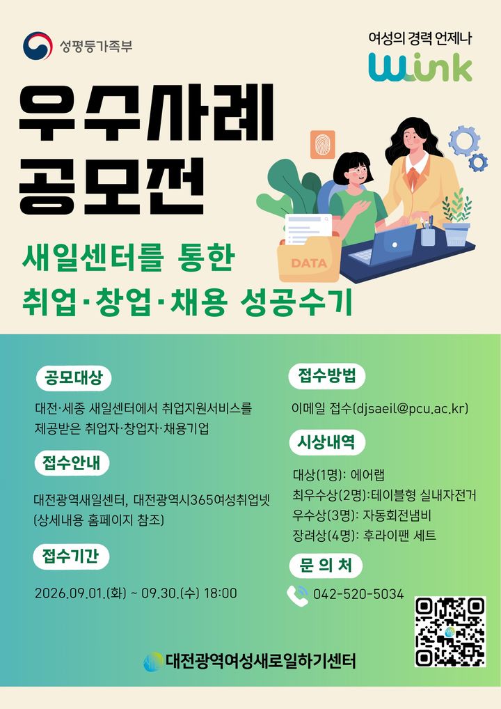 [대전=뉴시스] 대전광역여성새로일하기센터가 새일센터를 통해 취업·창업·채용에 성공한 사례를 발굴하고 우수사례를 널리 확산하기 위해 '취업·창업·채용 우수사례 공모전'을 연다.(사진=배재대학교 제공) 2026.08.20. photo@newsis.com *재판매 및 DB 금지