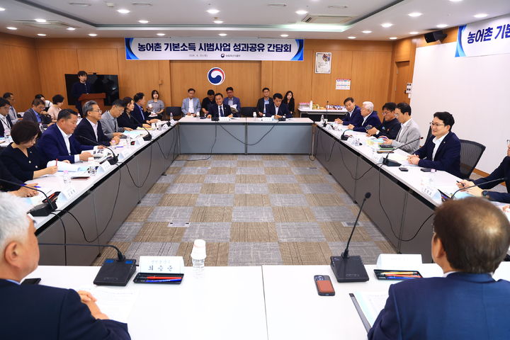 [세종=뉴시스] 농림축산식품부가 20일 정부세종청사에서 농어촌 기본소득 시범사업 참여 지역 군수들과 간담회를 개최하고 있다.(사진=농식품부 제공) *재판매 및 DB 금지