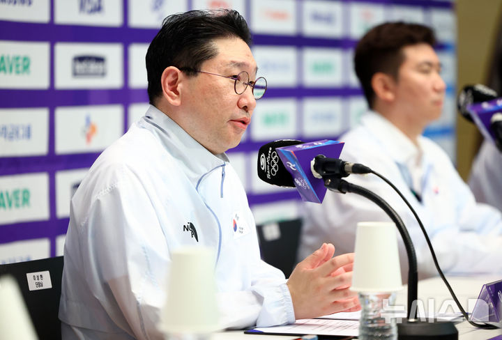 [진천=뉴시스] 황준선 기자 = 이상현 선수단장이 20일 오후 충북 진천 국가대표 선수촌에서 열린 2026 아이치·나고야 아시안게임 D-30 미디어 데이에서 인사말을 하고 있다. 2026.08.20. hwang@newsis.com