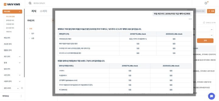 VAIV KMS 온톨로지 RAG 상품 비교 기능. (사진=바이브컴퍼니) *재판매 및 DB 금지