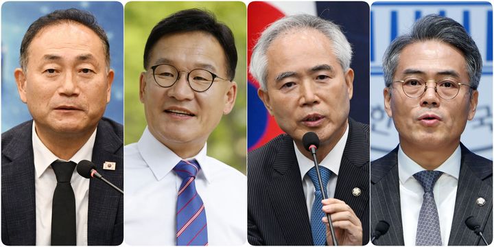 광주·전남 출신 더불어민주당 새 지도부 핵심 당직자들. 왼쪽부터 김원이 의원, 강위원 전 전남도 경제부지사, 양부남 의원, 김기표 의원. (서진=뉴시스DB) *재판매 및 DB 금지